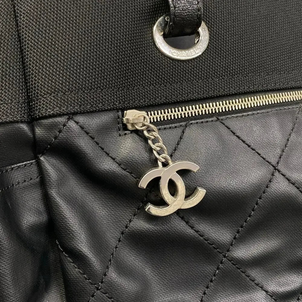 Chanel Paris Biarritz Tote GM Handbag Coated Canvas Nylon Leather